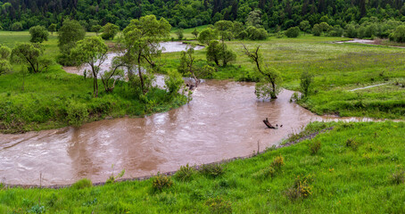 Heavy rain caused this creek in Catrusa Valley to overflow, contributing to floods in several...