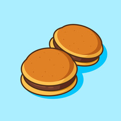 Dorayaki Chocolate A Delicious Japanese Pancake Vector Illustration