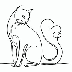 Beauty cat line art illustration