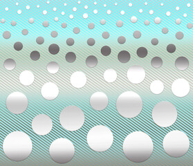 metallic  polka dots on aurora  background. stripes and circle,  retro - futuristic pattern. 