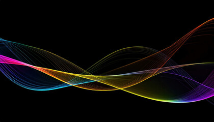 Naklejka premium Colorful abstract wave flow on black background for digital art