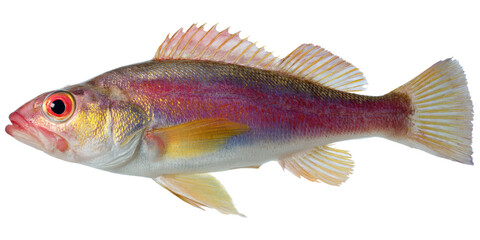 Fototapeta premium Vibrant Red and Yellow Fish Detailed Close-up of a Colorful Marine Species