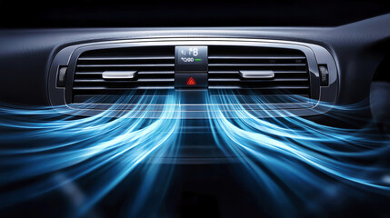 Cool breeze flows from car air conditioner creating comfortable