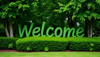 welcome text in the garden