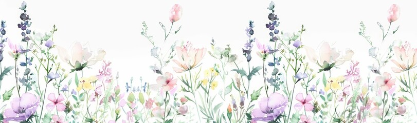 field of lavender flowers. watercolor style
