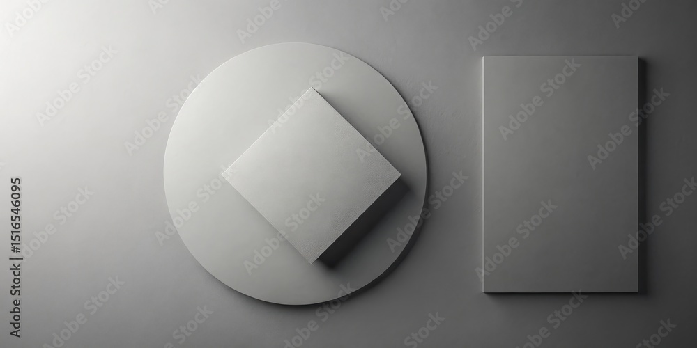 Aufkleber Elevated Geometric Forms on a Neutral Background Abstract Composition of Simple Shapes and Subtle Shadows