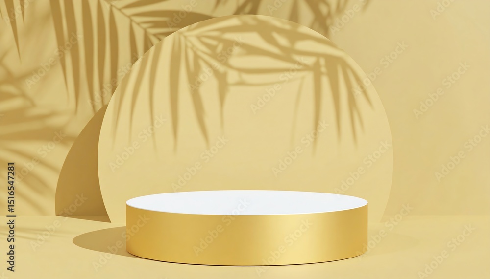 Poster gold 3d background with shadows and geometric shapes creating a unique podium for product presentati