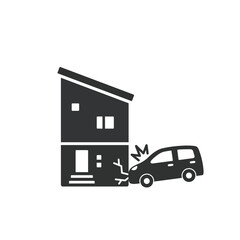 衝突事故の被害 家のシルエットイラスト