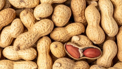 Close-Up Peanuts in Shell Texture Background, Rustic Nut Pattern