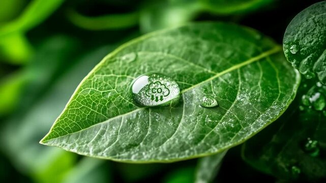 CO2 reduction icon on green leaf, Reduce CO2 emission concept.