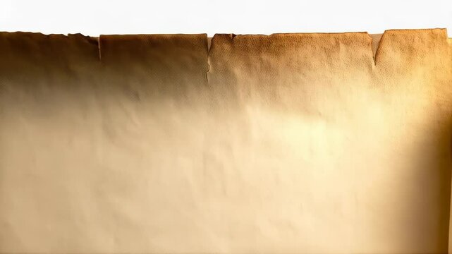Aged parchment paper scroll, blank antique scroll texture, vintage rolled manuscript on white background for text, messages, map, and announcements