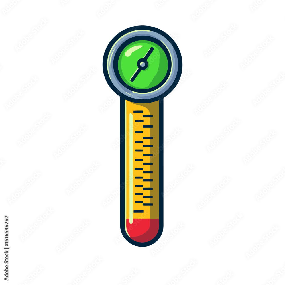 Poster moderate thermometer icon featuring a simple cartoon design with clear markings for temperature read