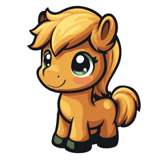 Obraz premium Cute cartoon pony icon with bright colors and friendly expression, perfect for various design projects and children's themes