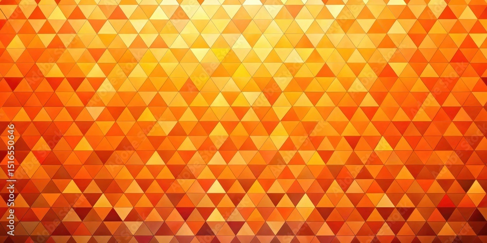 Poster Abstract Warm-Toned Triangular Mosaic Pattern Featuring a Gradient of Orange and Yellow Hues