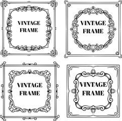 luxury frame bundle line art illustration