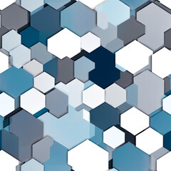 Abstract hexagonal pattern in blue and gray tones with depth  