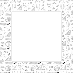 school frame. doodle education square frame. hand drawn school and education frame background. school background