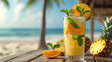 tropical cocktail on the beach