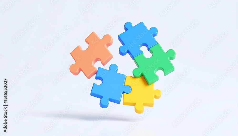 Poster vibrant collection of colorful jigsaw puzzle pieces representing teamwork collaboration and problem 