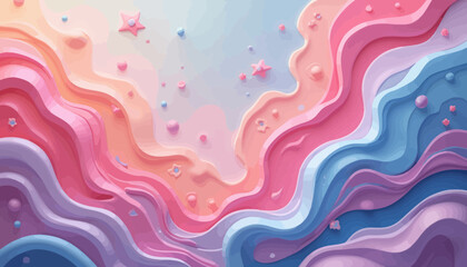 Fototapeta premium Pastel Abstract Background with Flowing Waves and Stars