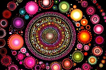 Fototapeta premium Colorful circles in a radial pattern