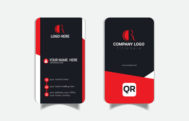 Vertical Business Card Template | Modern Red & Black Corporate Design