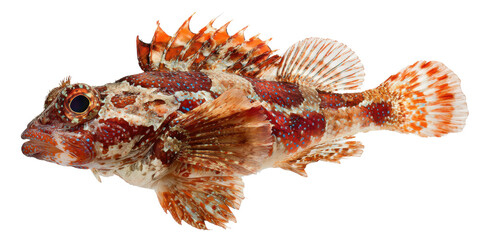 Obraz premium Stunning Red and White Scorpionfish Detailed Close-up