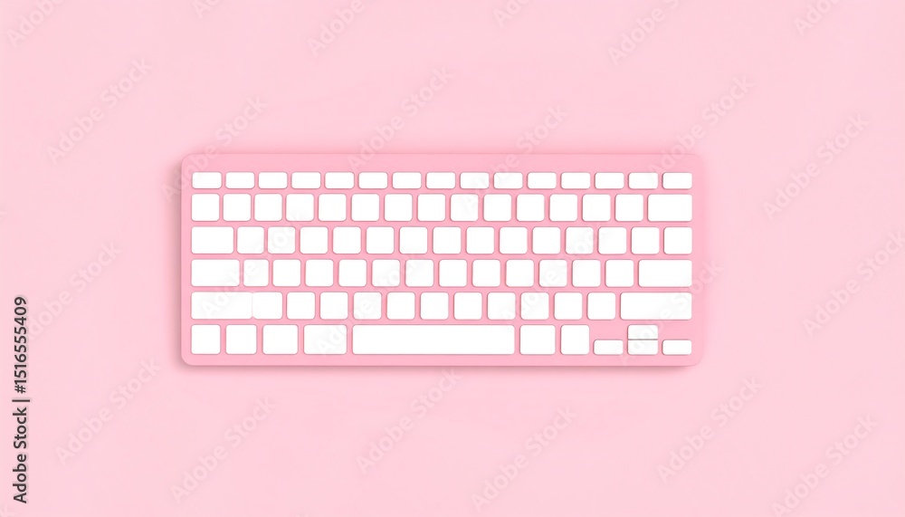 Poster pink keyboard in minimal blank 3d illustration with search bar representing modern technology and di