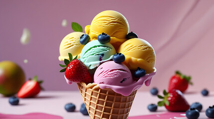 ice cream with fruits