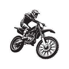 A silhouette of a motocross rider on a motorbike captures the extreme speed and sport of the race
