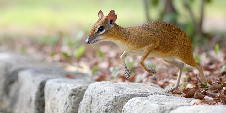 dynamic angle wildlife action photo of dynamic pose chevrotain 