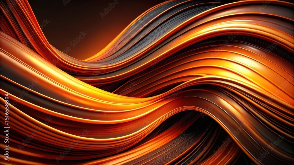 Poster abstract swirling orange and dark brown hues dynamic curves and elegant flowing lines, a sensuous co