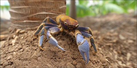 dynamic angle wildlife action photo of dynamic pose coconut crab 