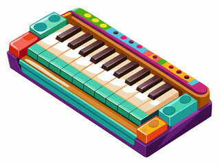 Naklejka premium A vector of a colorful melodica with visible keys and mouthpiece, isolated on a white background