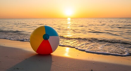 Obraz premium Colorful beach ball in powdery sand