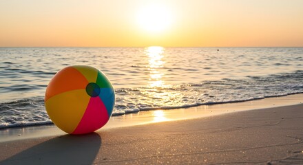 Obraz premium Colorful beach ball in powdery sand