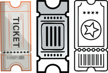 Vector Tickets with Decorative Edges, Clean Lines, and Vintage Prize-Winning Themes in Flat Graphic Style