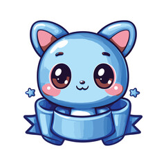 Adorable blue kitten with big eyes ribbon banner
