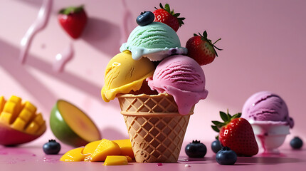 ice cream with fruits