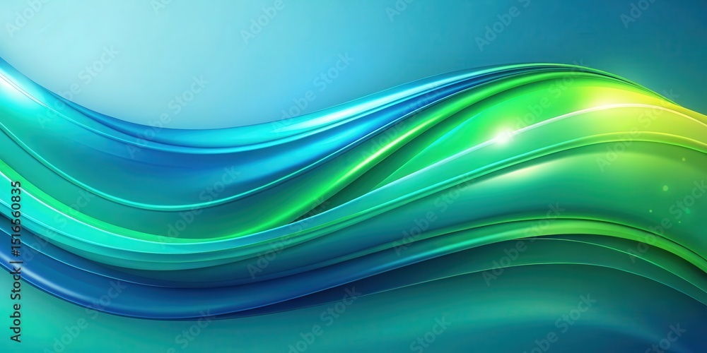 Poster Abstract Teal and Lime Green Swirling Waves Background Design for Modern Presentations and Digital Projects