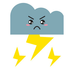 Kawaii Cute Thunder Weather Character Icon