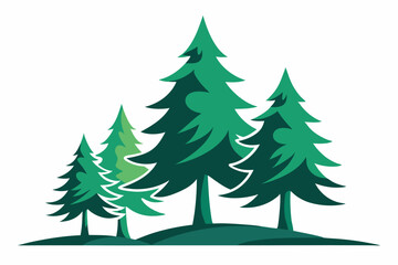 Stylized spruce trees with asymmetric and flowing base shapes Silhouette illustration