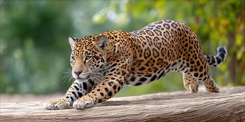 Fototapeta premium jaguar outdoors frolicking in its natural habitat