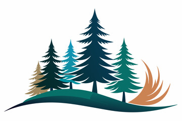 Stylized spruce trees with asymmetric and flowing base shapes Silhouette illustration