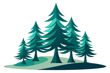 Stylized spruce trees with asymmetric and flowing base shapes Silhouette illustration