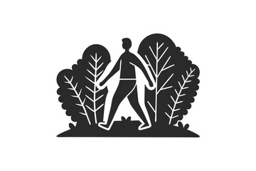 Person walking vector silhouette illustration isolated on white background
