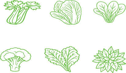 set of vegetables isolated on white