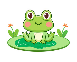 green frog on a white background