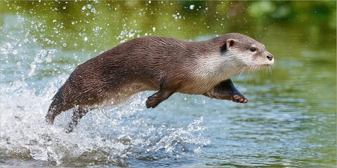 Obraz premium otter outdoors frolicking in its natural habitat