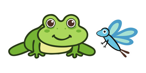 green frog on white